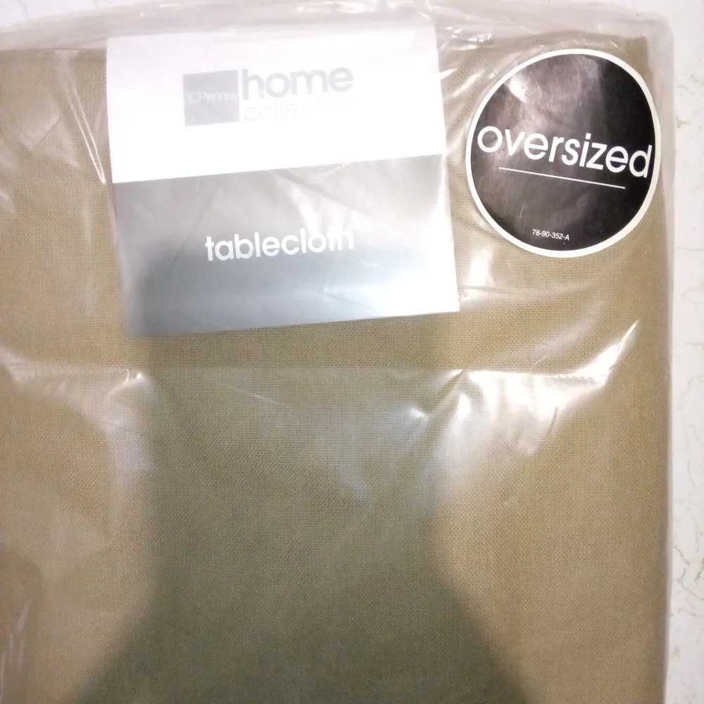JCP Home Collection Oversized Solid Taupe Tablecloth Cotton 60
